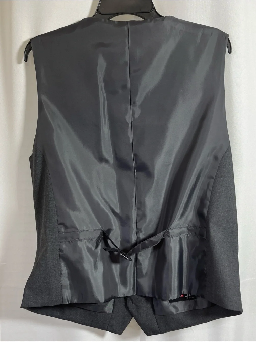 J. Ferrar Suit Vest Men's Gray V-Neck Sleeveless Button Up Lined Pockets Large